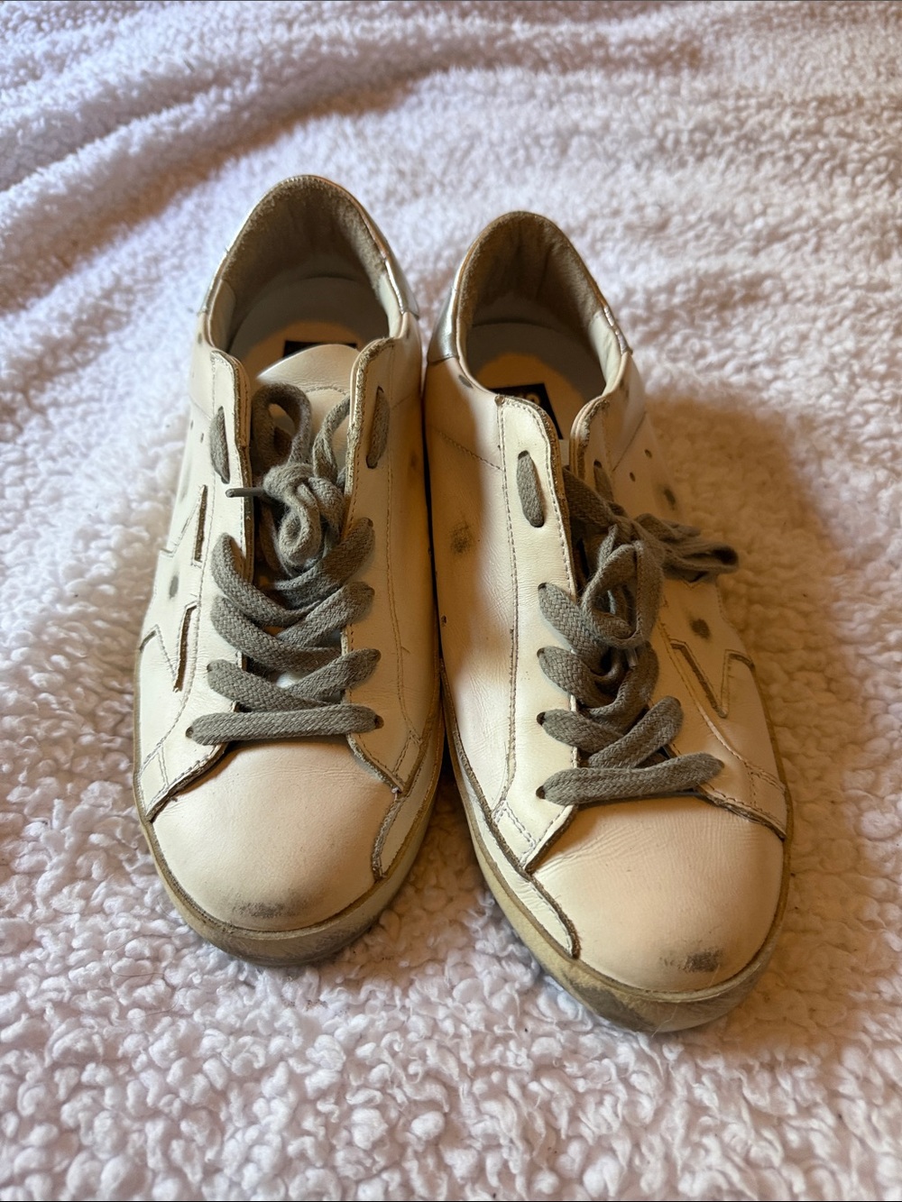 Golden Goose Kids Cream Leather Sneakers with Gray Laces